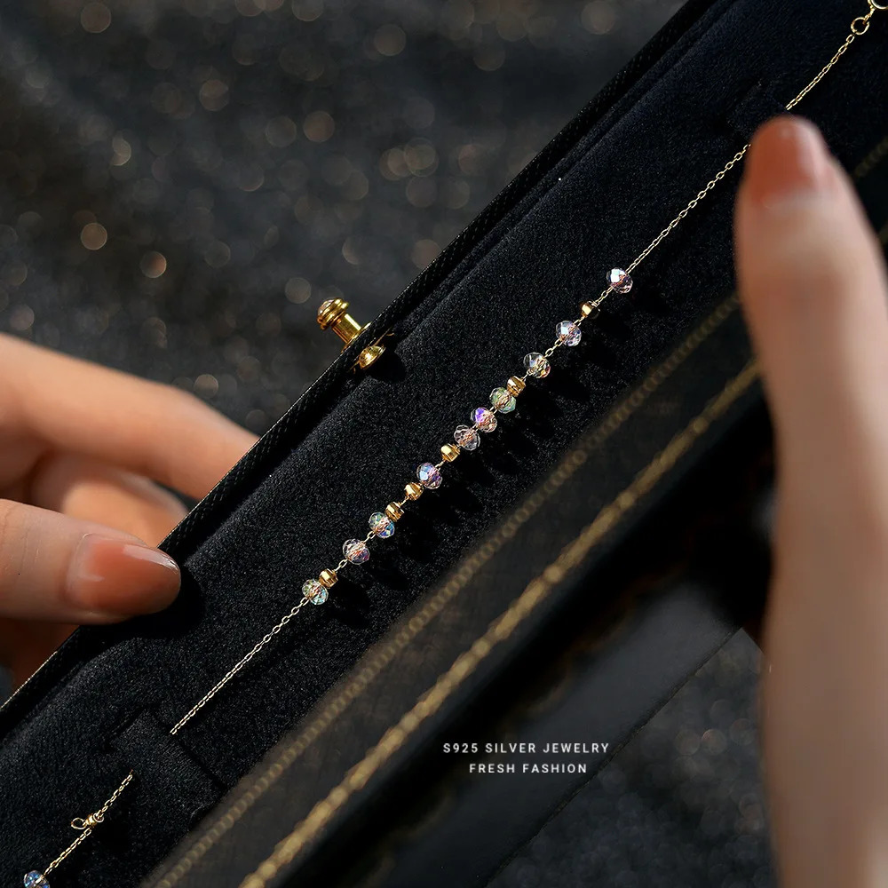 925 Sterling Silver Irregular Colorful Bead Bracelet for Women Korean Fashion Sweet Gift Jewelry Accessories 260107