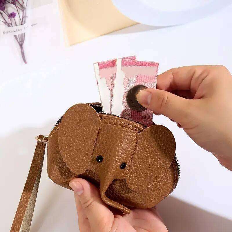 New Cute Small Wallet Cosplay Anime Pu Purse Elephant Japanese Backpack Pendant Creative Lipstick Zipper Card Bag Y260206