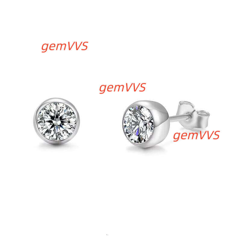 High Quality Classic Round Moissanite Diamond Stud 925 Sterling Silver Earrings