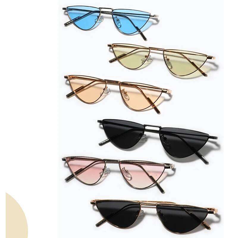 New Triangle Cat Eye Sunglasses Vintage Alloy Sun Glasses Women Unique Elegant black gold Shades Oculos Feminino 2024 Summer Y260207