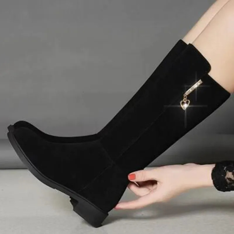 2026 Women Warm Plush Snow Boots Casual Flat Allmatch Cotton Fashion Side Zipper Winter Shoes Thigh High Boot Botas Mujer 260208