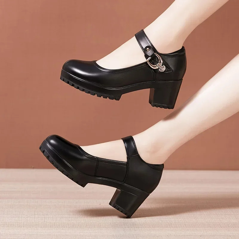 Small Big Size 3243 Block Heel Platform Shoes 2025 Fall Spring Med Heels Pumps Ladies Wedding Work for Office 260208