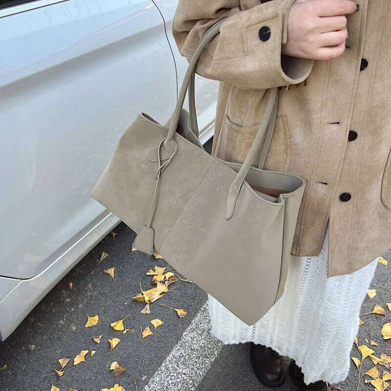 Korean Style Casual Suede Bag for Girls Large Capacity All-match Shoulder Pouch Handbag Underarm Tote Storage C260207