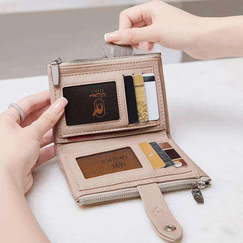 Minimalist Women's Wallet Short Folding Bag High QualityPUMulti functional Pocket Business Card ClipClassicZipper MoneyClip Y260206