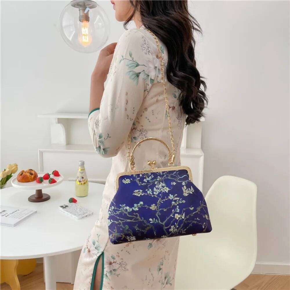 Fashion Chinese Style Banquet Embroidery Pearl Handle Qipao Bag Trendy High Capacity Handbag Women
