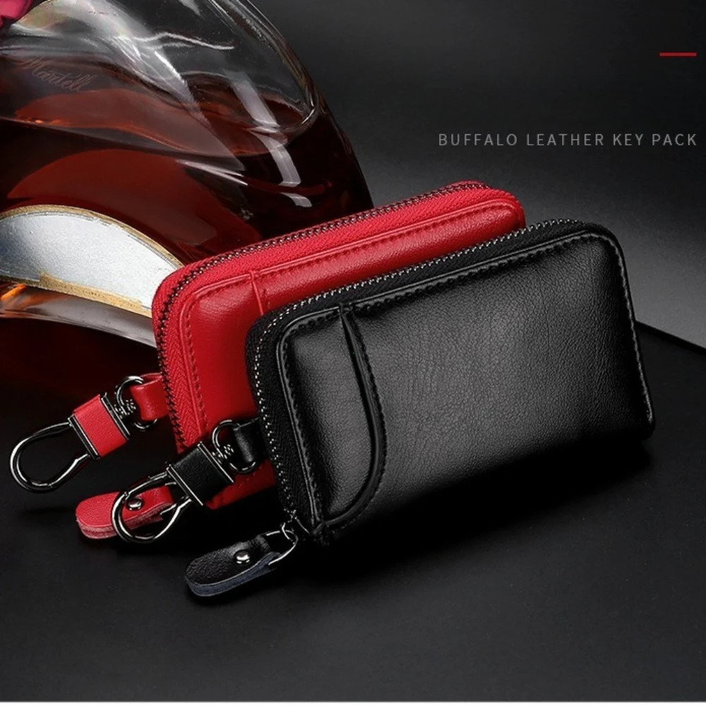 PU Leather Keychain Men Women Key Holder Organizer Pouch Split Car Key Wallet Housekeeper Case Mini Card Bag Key Organizer 260129
