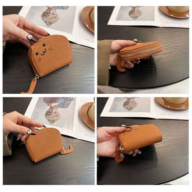 Cartoon Cat shaped design Wallet Women's Multi-card slots Cute Fashion Faux Leather Coin Purse Creative ID Card Holder Y260206