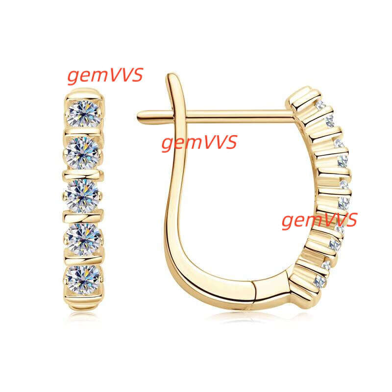 Fashion 925 Sterling Silver 18 K Gold Plated Claw Setting Round Cut 0.6Ct VVS GRA Moissanite Anti Tarnish Jewelry Hoop Earrings