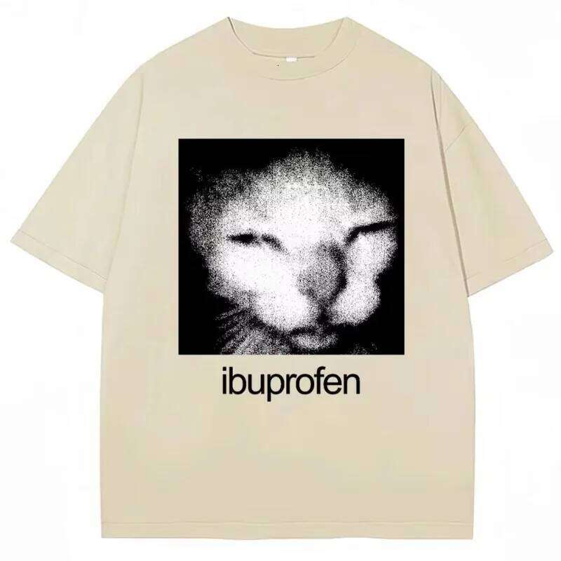 2025 Vintage Funny Ibuprofen Cat Meme Graphic T Shirt Men Women Humor Fashion Y2k Tops Tee Oversized Casual Streetwear T-shirts C260207