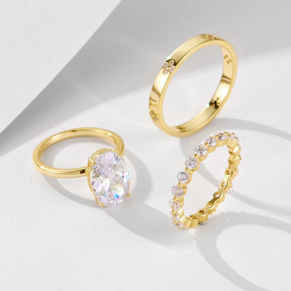 2026 Choucong Ins Top Sell Wedding Rings Classical Jewelry Real 100% 925 Sterling Silver 18K Gold Large Oval Cut White Topaz CZ Diamond Gemstones Part