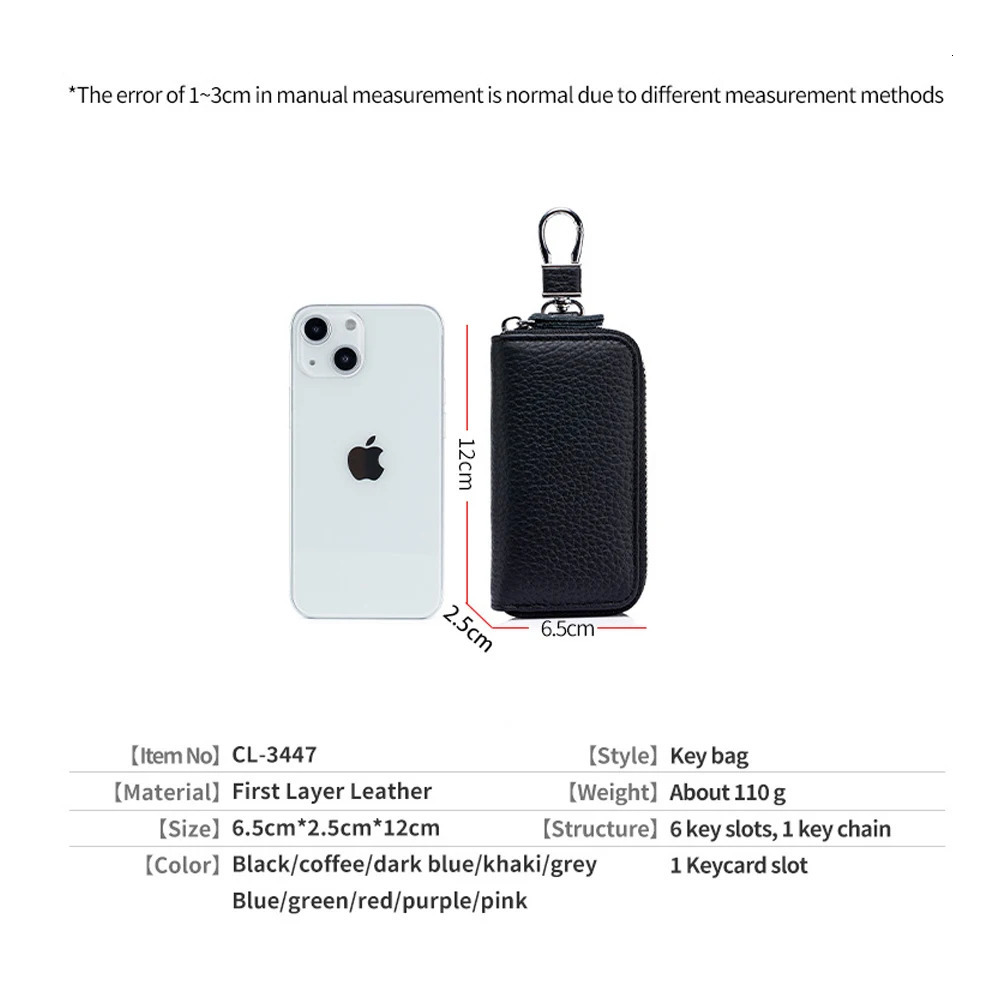 Key Case Multifunctional Zipper Mens Household Key Case Universal Car Keybag Women Leather Organizer Keychain Wallet 10 Color 260129