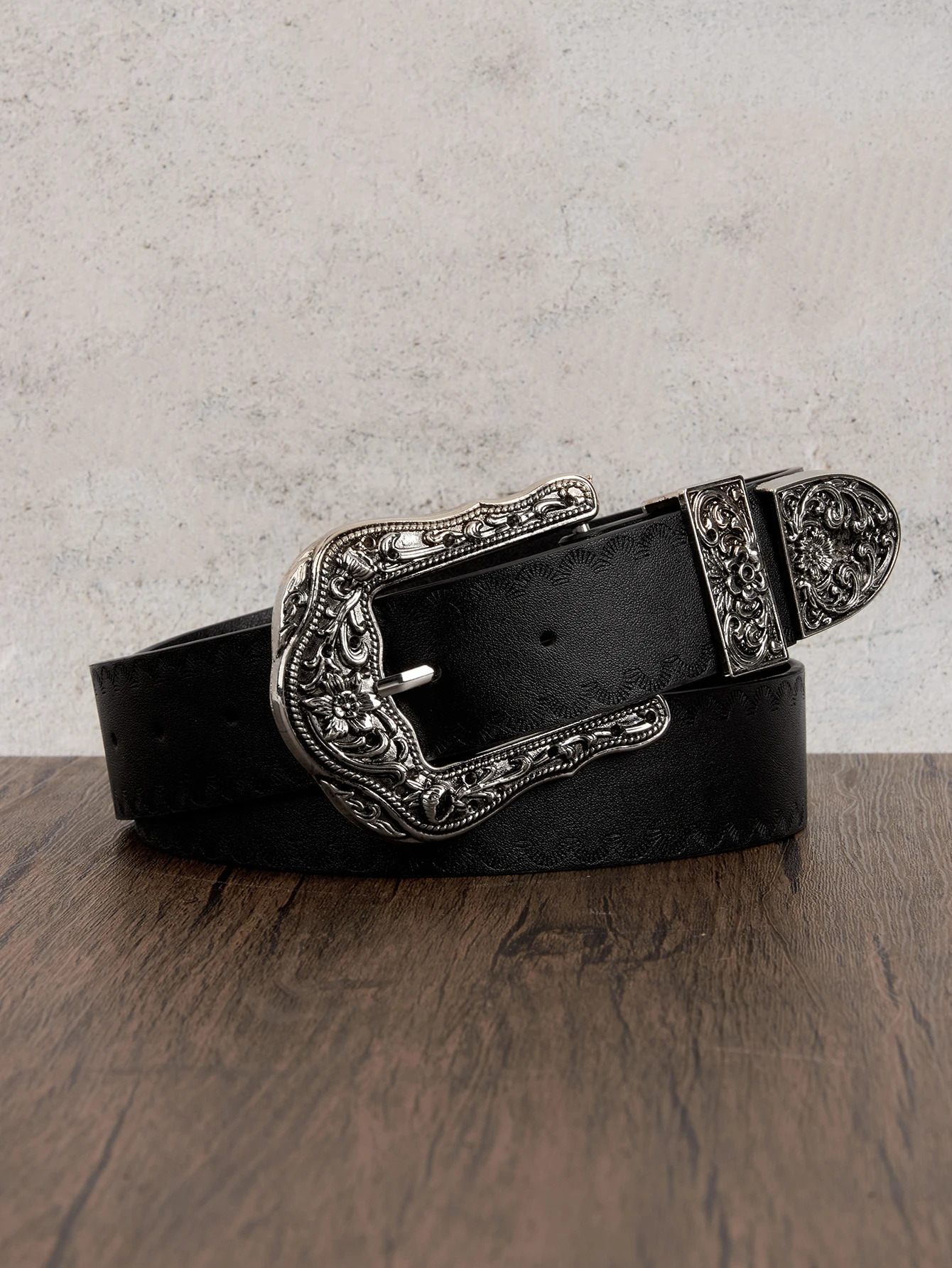 1pc Mens Western Style Distressed Textured Leather Belt Versatile For Summer Jeans Accessory 260124