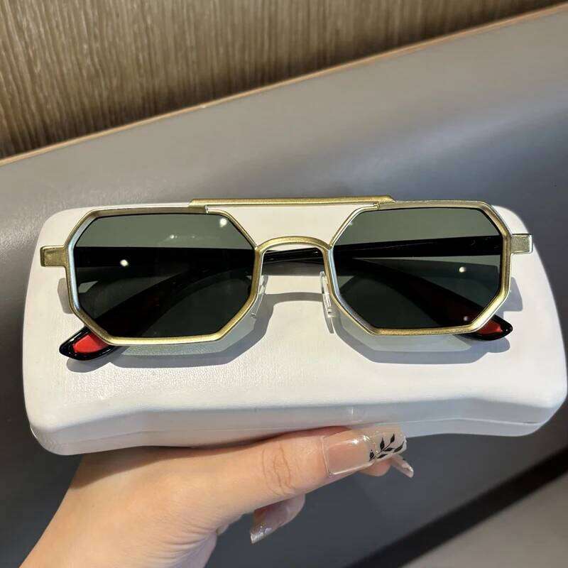 Retro Steam-Punk Sunglasses For Men With Polygonal Ddesign Large Frame Car-Specific Premium Quality UV Protection Edgy Chic Y260207