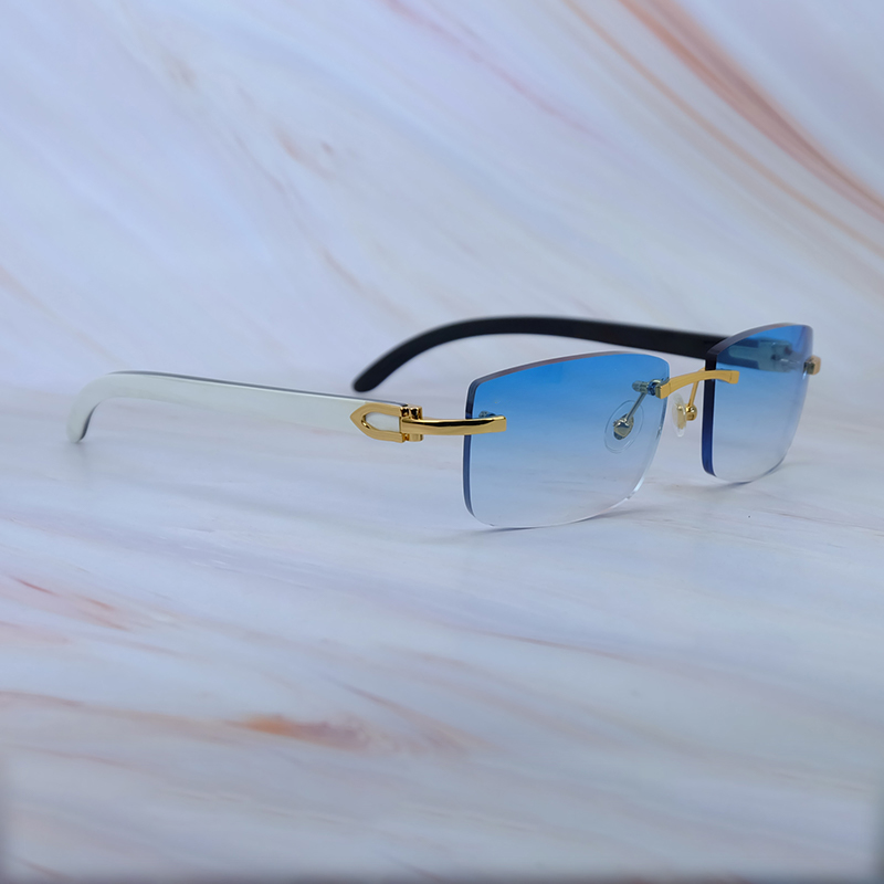 Rimless Square Sun Glasses White Inside Black Buffalo Horn Sunglasses Carter Luxury Designer Sun Glasses Vintage Retro Shades Eyewear Mens Decoration 012 Gold