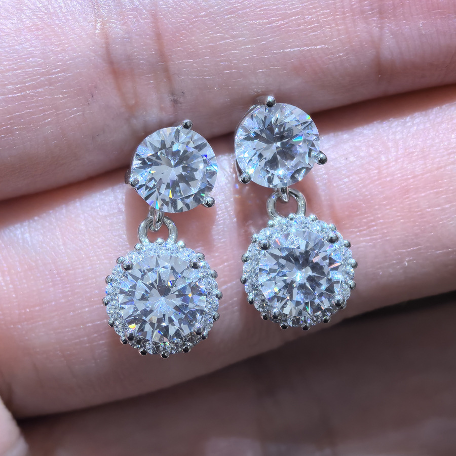 Choucong Sparkling Dangle Earrings Luxury Jewelry 925 Sterling Silver Round Cut Princess Lab Moissanite Diamond Gemstones Party Elegant Lady Drop Earr