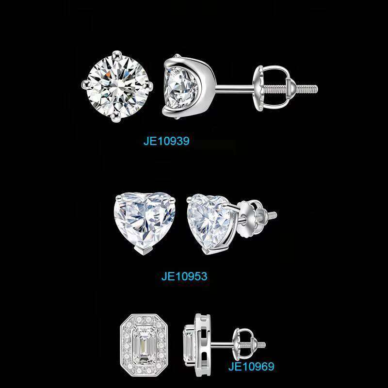 Delicate Design Precious 925 Silver Men's Stud Earring With D Grade Moissanite Diamonds