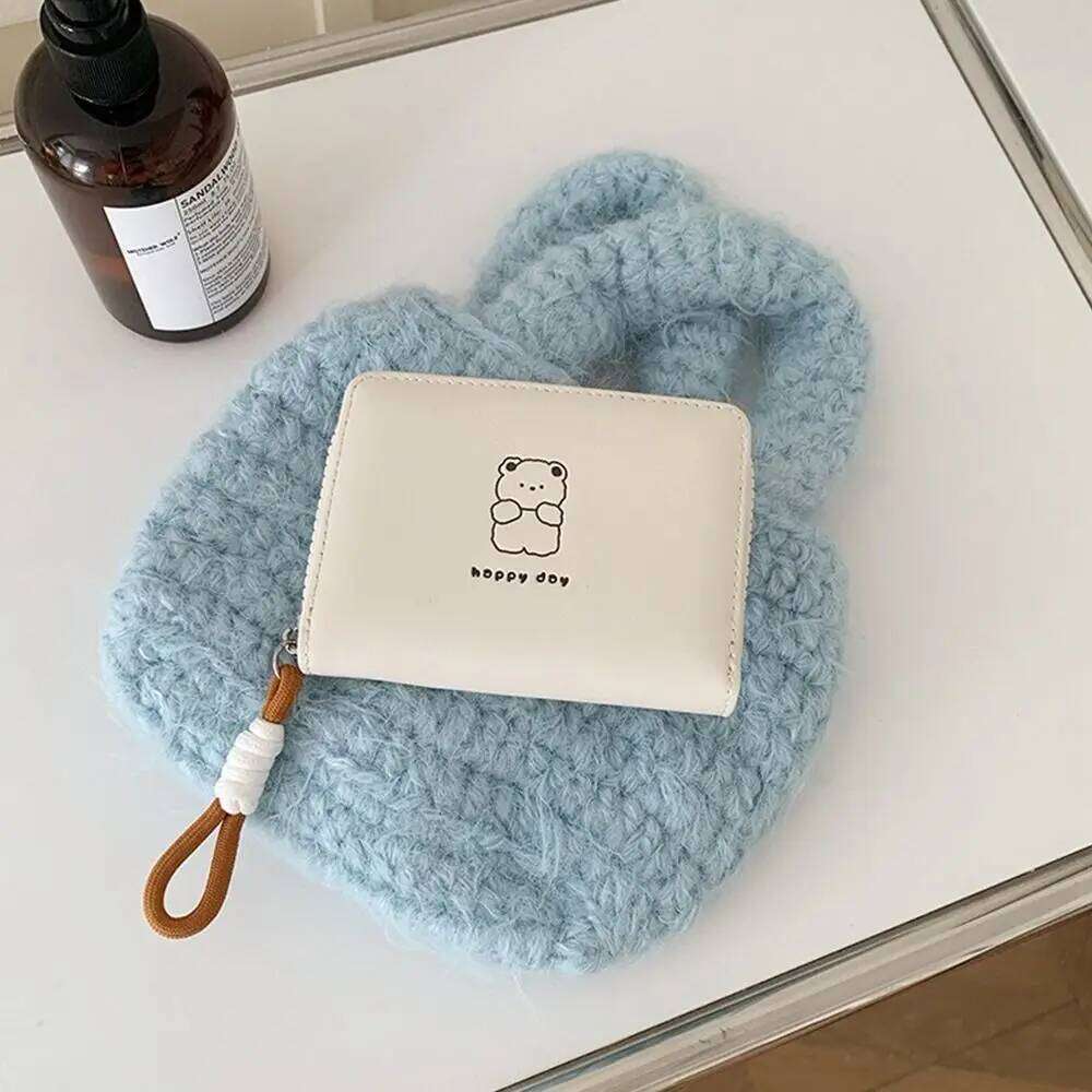 Simple Kawaii Women Wallet Cartoon Bear Rabbit Cat Student Fold Card Holder Short Pu Leather Coin Purse Gifts Y260206