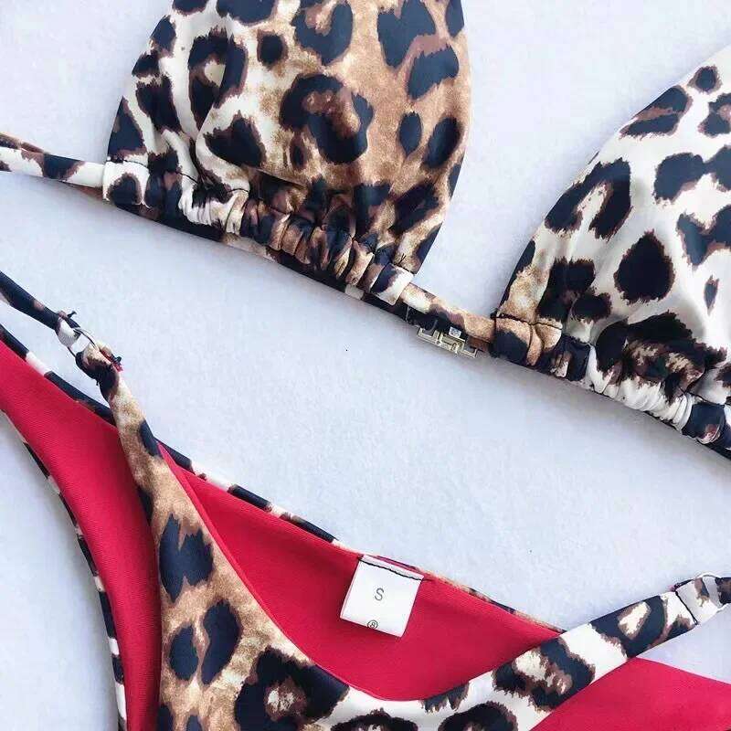 sexy micro bikinis set women leopard print high cut swimsuit padded thong two pieces biquini push up lady swimwear bathing suits C260207