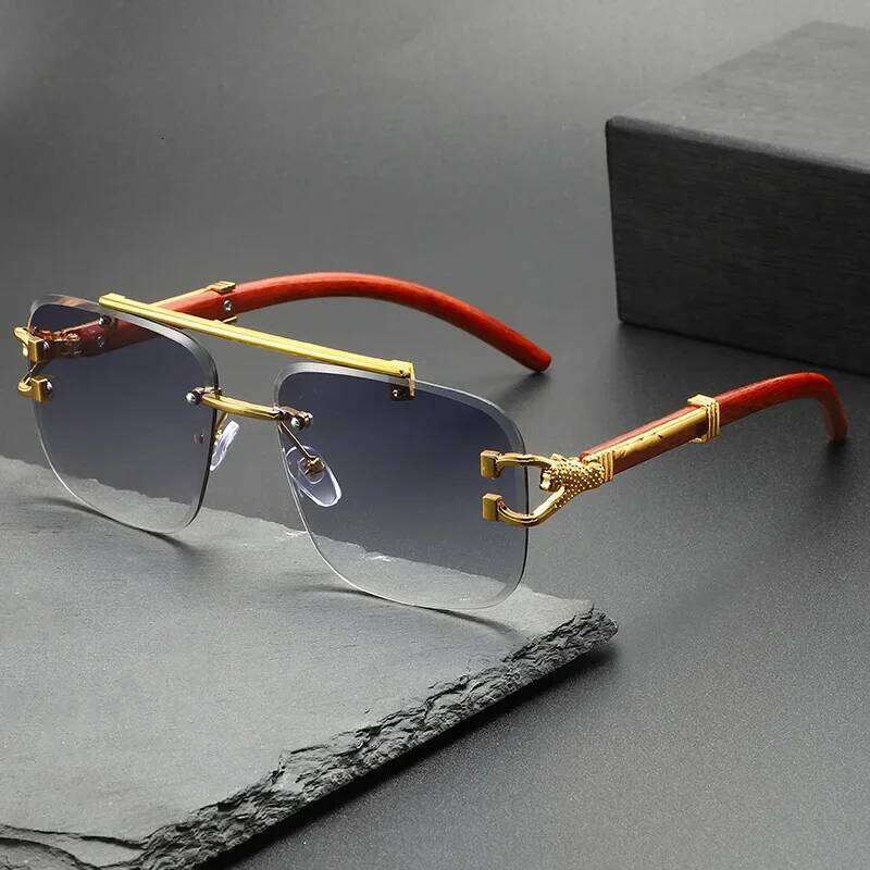 Fashion Rimless Luxury Brand Pilot Men Square Eyewear Women Outdoor Driving Eyeglasses Sun Sunglasses Y260207