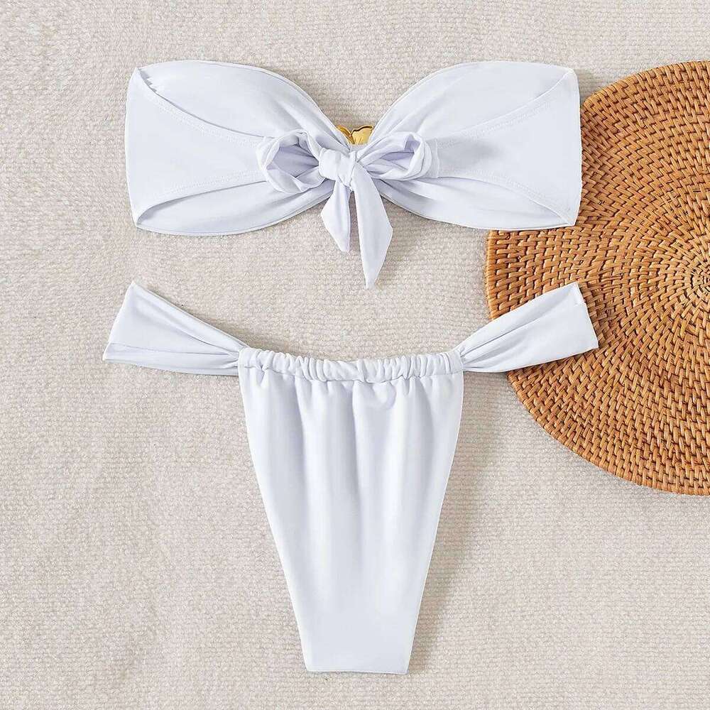 Sexy Cut-Out Set - Trendy Beach Goddesses Stunning Strapless Bikini Top Two-Piece Swimwear for Women C260207