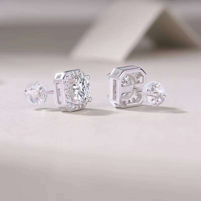 Fine 1Ct*2 Round Hypoallergenic S925 Silver Vvs1 Clarity Moissanite Women Stud Earrings