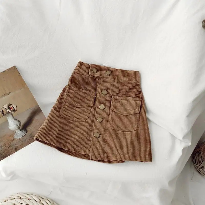 Baby Girl Aline Spring Skirt Corduroy Half Solid Classic Short Autumn Wrapped Hip Versatile Childrens 260207