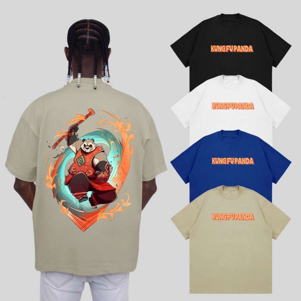 Chinese Style Raccoon Print Short Unisex Summer Versatile Student Loose Casual Heavyweight Half Sleeve T-Shirt Luanyun