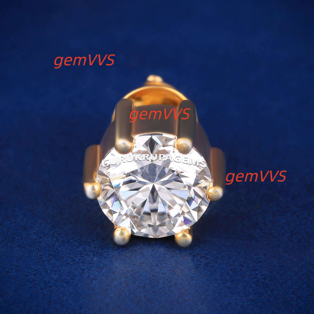 Pass Tester 925 Sterling Silver VVS Moissanite Diamond Round 6 Prong Screw Back Stud Earrings