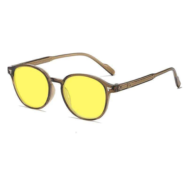 Men Night Vision Women Round Frame Yellow Lens Eye Protection Sunglasses Unisex Fashion Blue Light Blocking Glasses Y260207
