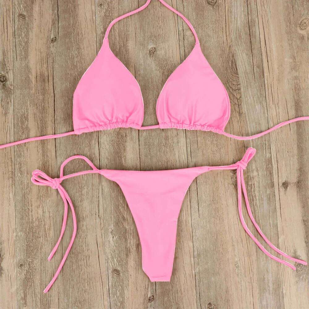 Summer Swimsuit Women Bikini Set Push-up Padded Bra Thong Two Pieces Swimwear Beachwear Bathing Suit Female Sexy Swimsuits C260207