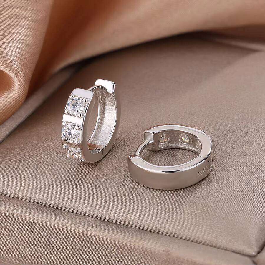 Fine Round Cut 0.6Ct VVS D Color Moissanite Hoop Earrings S925 Silver 18K White Gold Plated Anti Tarnish Jewelry For Women 12/15