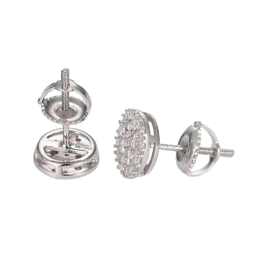 Pass Tester GRA Certified VVS Diamond Iced Out 925 Sterling Silver Jewelry Moissanite Stud Earrings