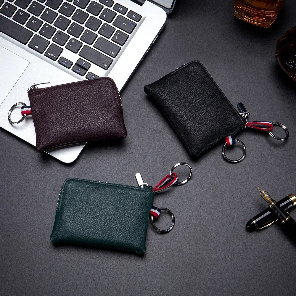 Genuine Leather Coin Purse Mini Ultra-thin Small Zipper Cute Wallet Soft Cowhide Leather Drivers License Key Bag Card Holder 260129