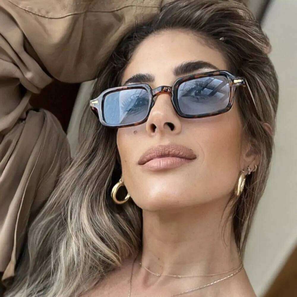 Fashion Square Sunglasses Women New Retro Rivets Decoration Men Leopard Blue Sun Glasses Gradient Shades UV400 Eyewear Y260207