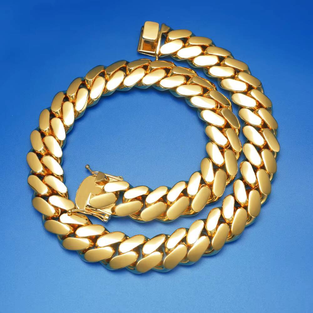 Wholesale Choker 18k Gold Custom Gold Cuban Link Chain 24k Gold Cuban Miami Chain 20mm Miami Cuban Chain Necklace