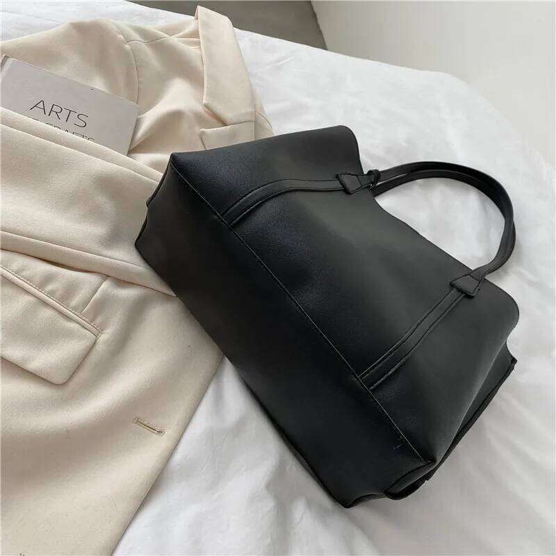 Large Capacity Women's New Soft Leather Tote Bag, Casual and Versatile Single Shoulder Bags for Woman Korean Style Handbags C260207