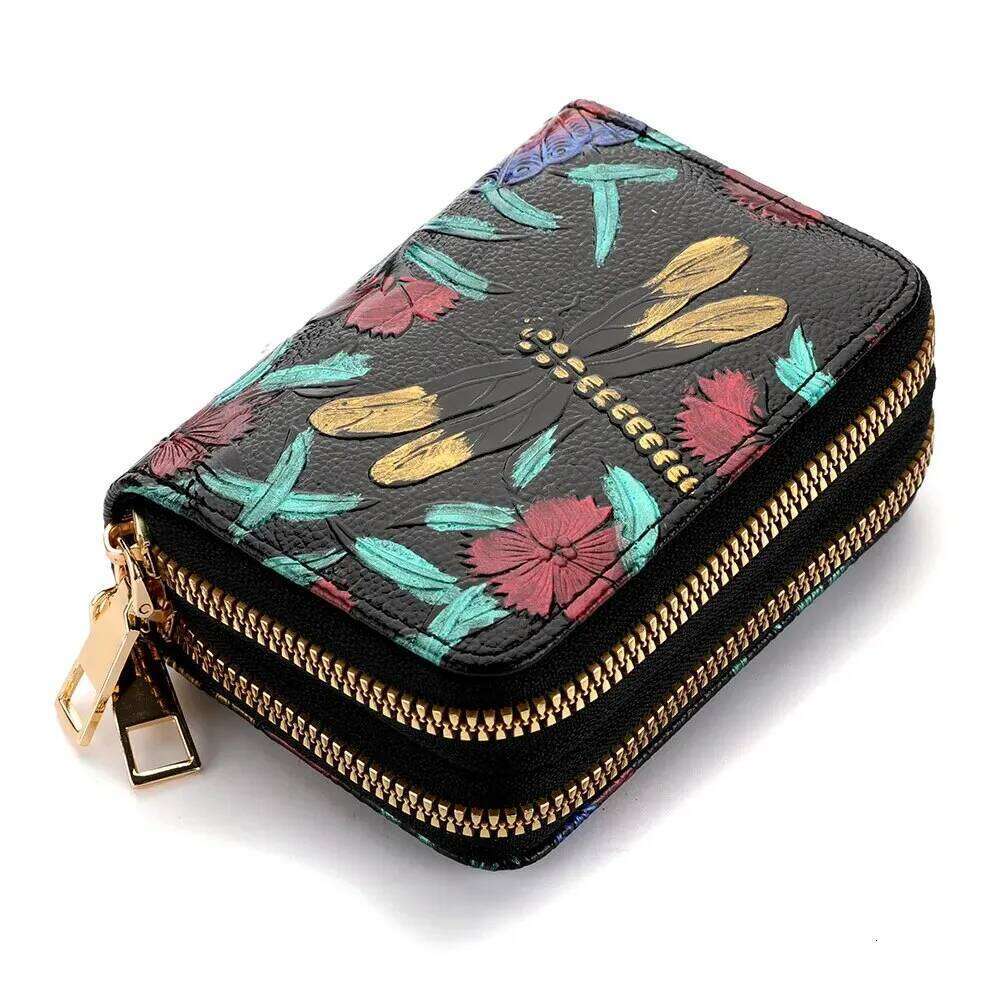 Girls High Quality Fashion Multi-Function Credit Card Holder With Wallet Rfid Double Zipper Coin Purse For Women Y260206