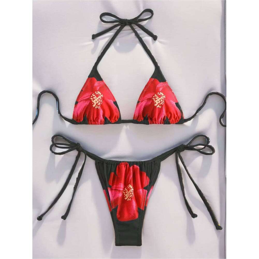 Women 2024 New Accounting Strap Printed Split Swimsuit Bikini C260207