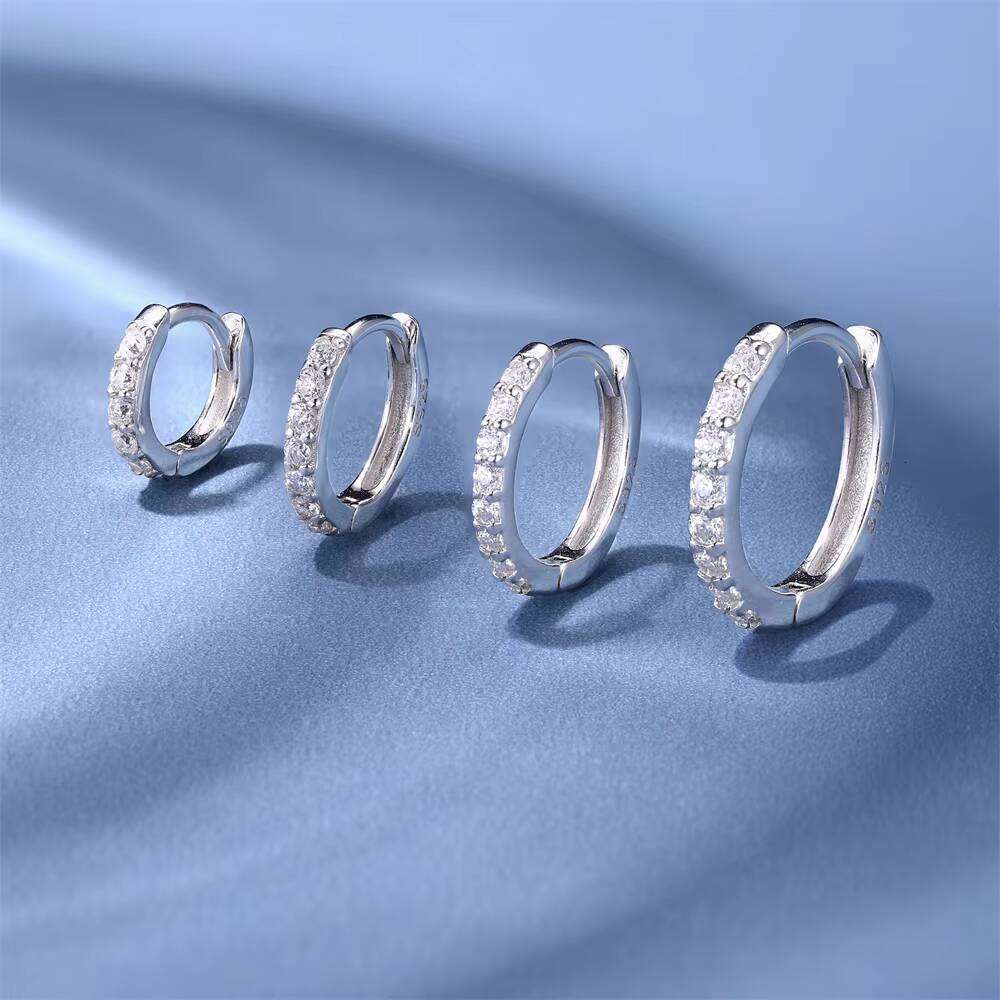 Arier Fine Women New Arrival Moissanite Stone Jewelry 925 Silver 6/7/8/9Mm Classic Minimalist Hoop Earrings