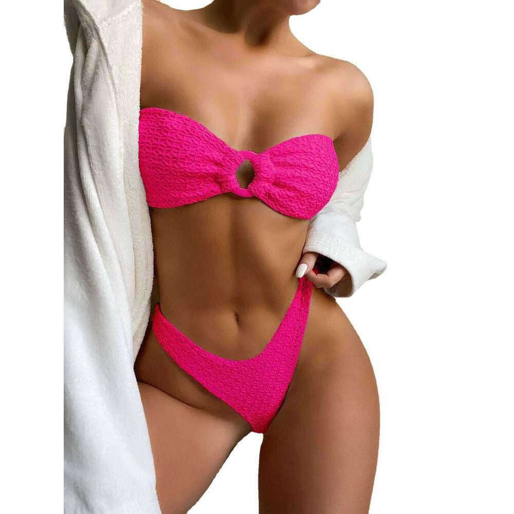 Swimwear New 2024 Sexy Women's Fashion Cut-out Bra Split Bikini Set Swimsuit C260207