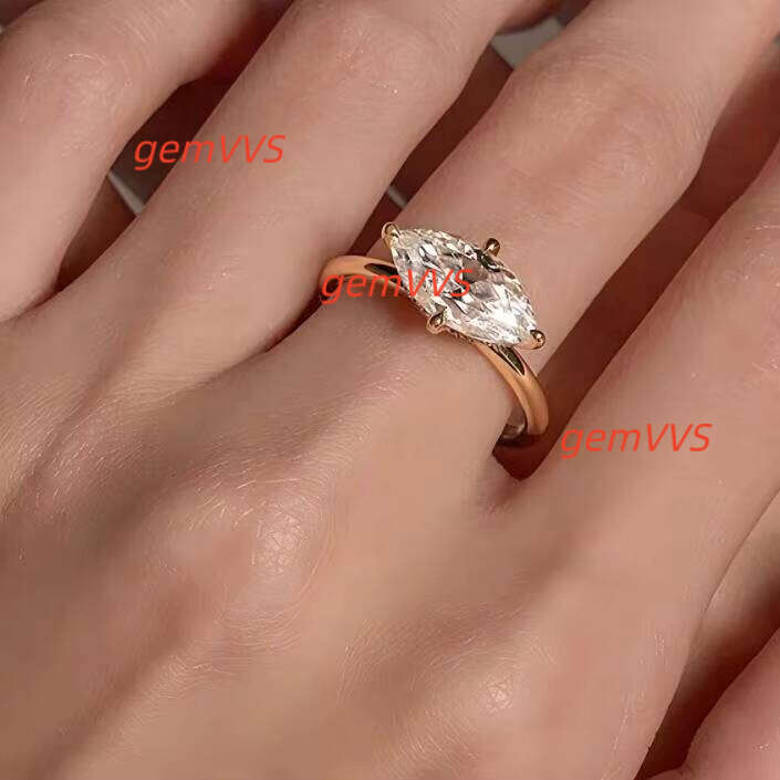 Solitaire 15*8.5Mm Marquise Cut Diamond CZ 925 Sterling Silver 14K 18K Gold Plated Ring Jewelry For Women