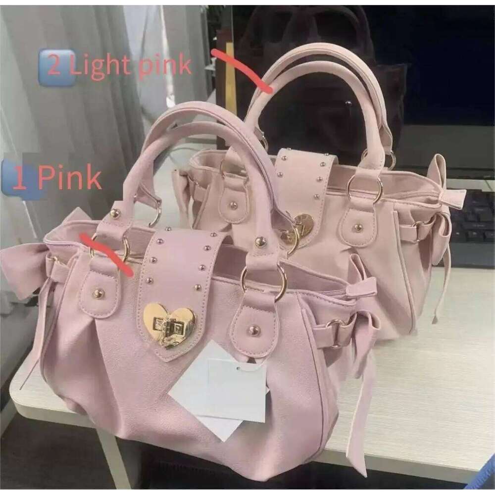 Sweet Bow Lolita Pink Hand Purse Women Harajuku Love Heart Soft Crossbody Lady Kawaii Large Capacity Shoulder Bag Female C260207