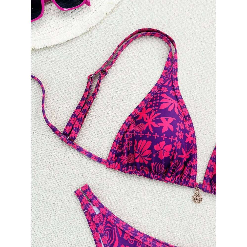 Summer purple red mature beautiful bikini set suitable for women to take photos by the sea C260207