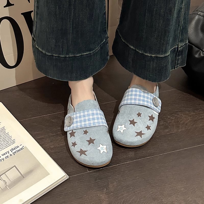 Women'S Summer New Style Outside Wear A Foot Pedal Flat Shoes Inside The Increased Head Half Slipper Single Shoes