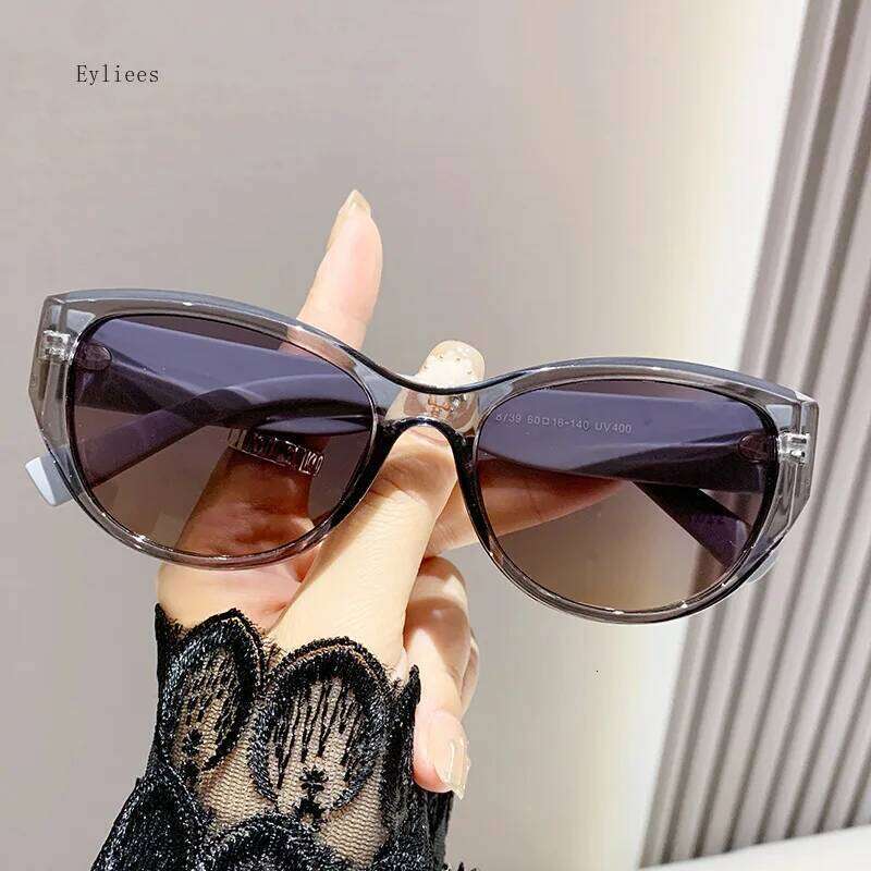 New Fashionable Sunglasses Women Black Plastic Elliptical Decoration Sun Glasses Men Luxury Brand Design Trendy Spectacle Uv400 Y260207