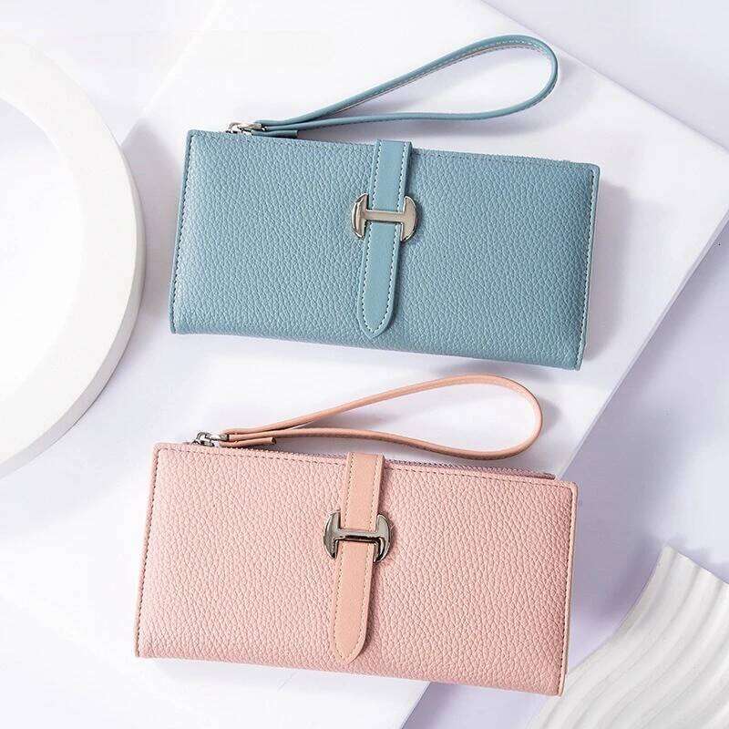 Luxury Designer Women's Wallet PU Leather Long Purse for Women Card Holder Handbag with Zip Pocket Simple Clutch Bag Y260206