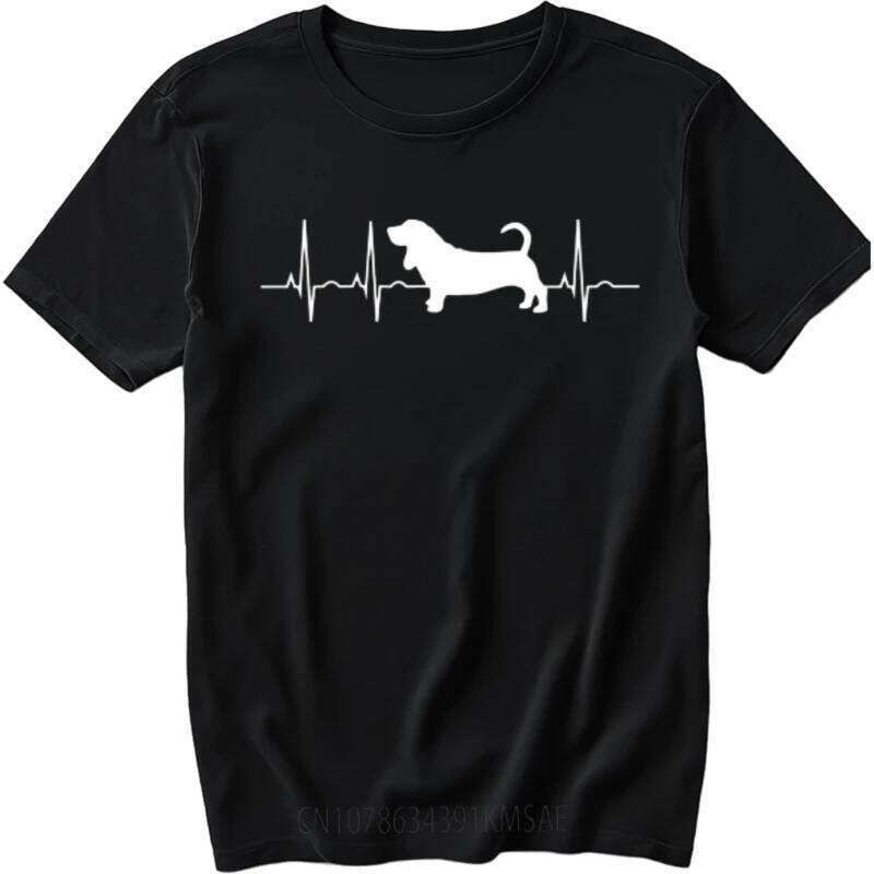 Funny t-shirt Street Wear Men Oneck tshirt Casual Dachshund Heartbeat Silhouette Design Minimalist Teeshirt Teenagers Tee shirt C260207