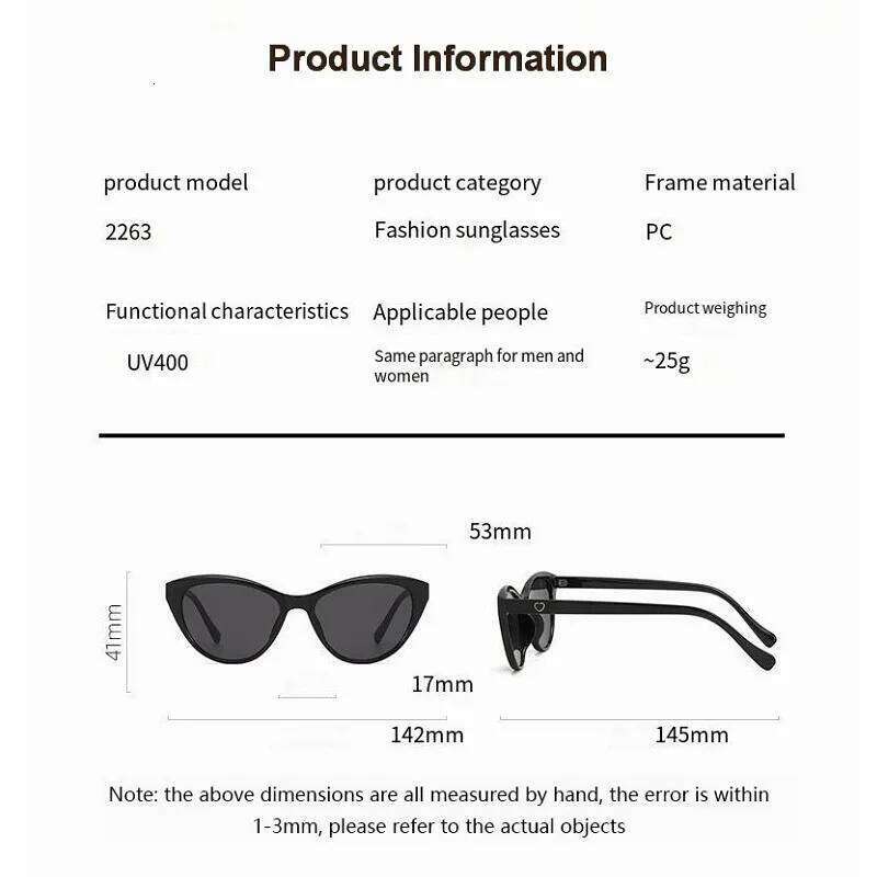 Unisex Cat Eye Sunglasses UV400 Protection Trendy Eyewear for Women Fashionable Lady Eyeglasses Oculos De Sol Y260207