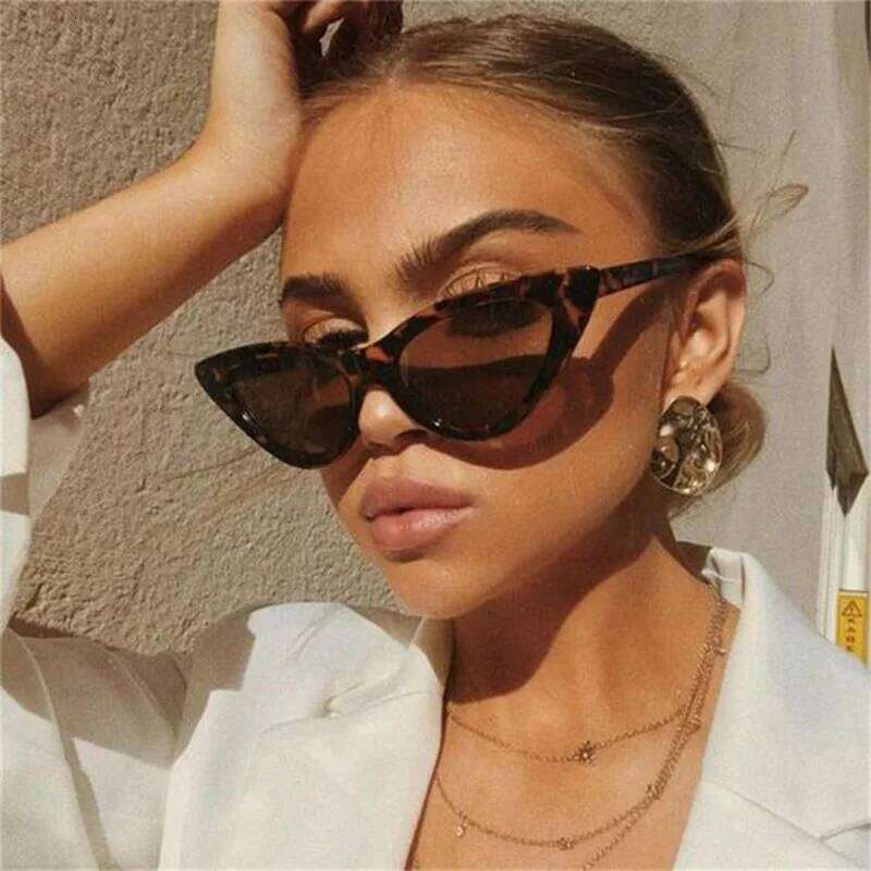 2025 Cat Eye Fashion Plastic Women Vintage Small Leopard Men Sun Glasses Mirror Retro Sunglasses For Female UV400 Y260207
