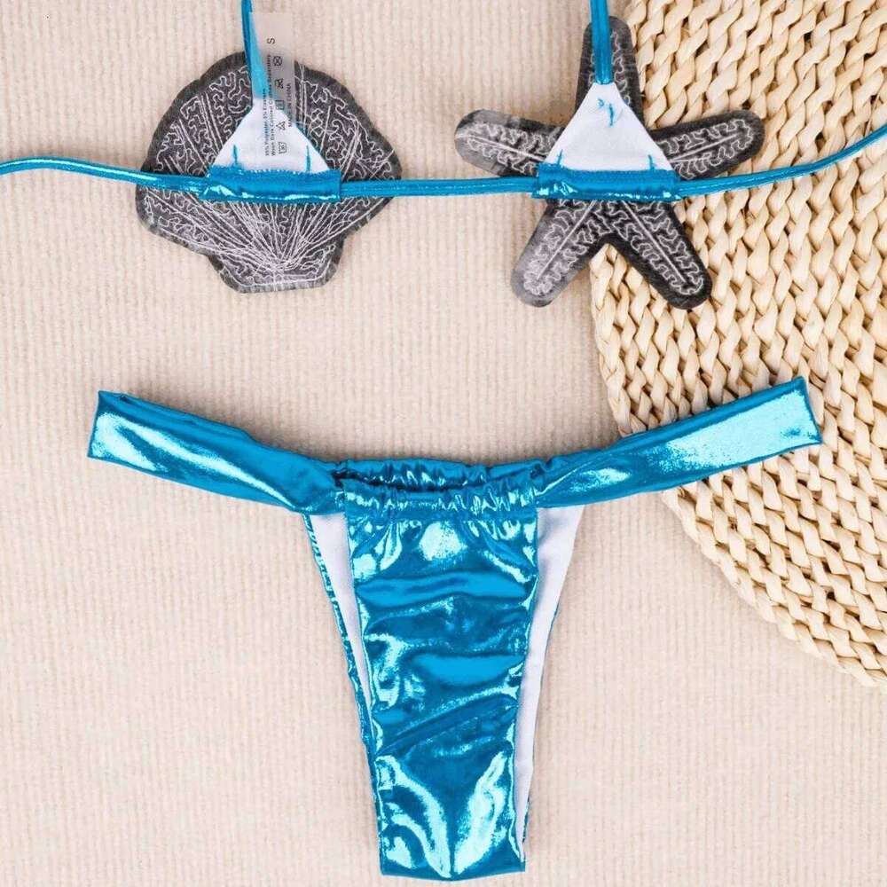 Shell Star Bikini Women Mermaid Cosplay Beach Party Swimsuit Sexy Bathing Suit Blue Summer 2 Piece Set Top Bottoms 2025 C260207